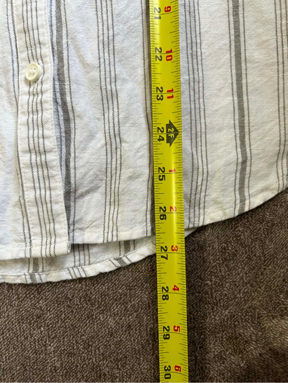 Liz Claiborne Linen/Cotton White Striped Button-Down Shirt Oversized Small - Picture 4 of 7